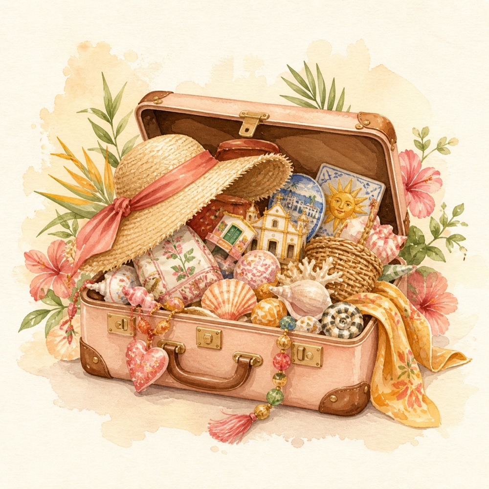 Ilustração de Fundo para lembrancinhas que não cabem na mala